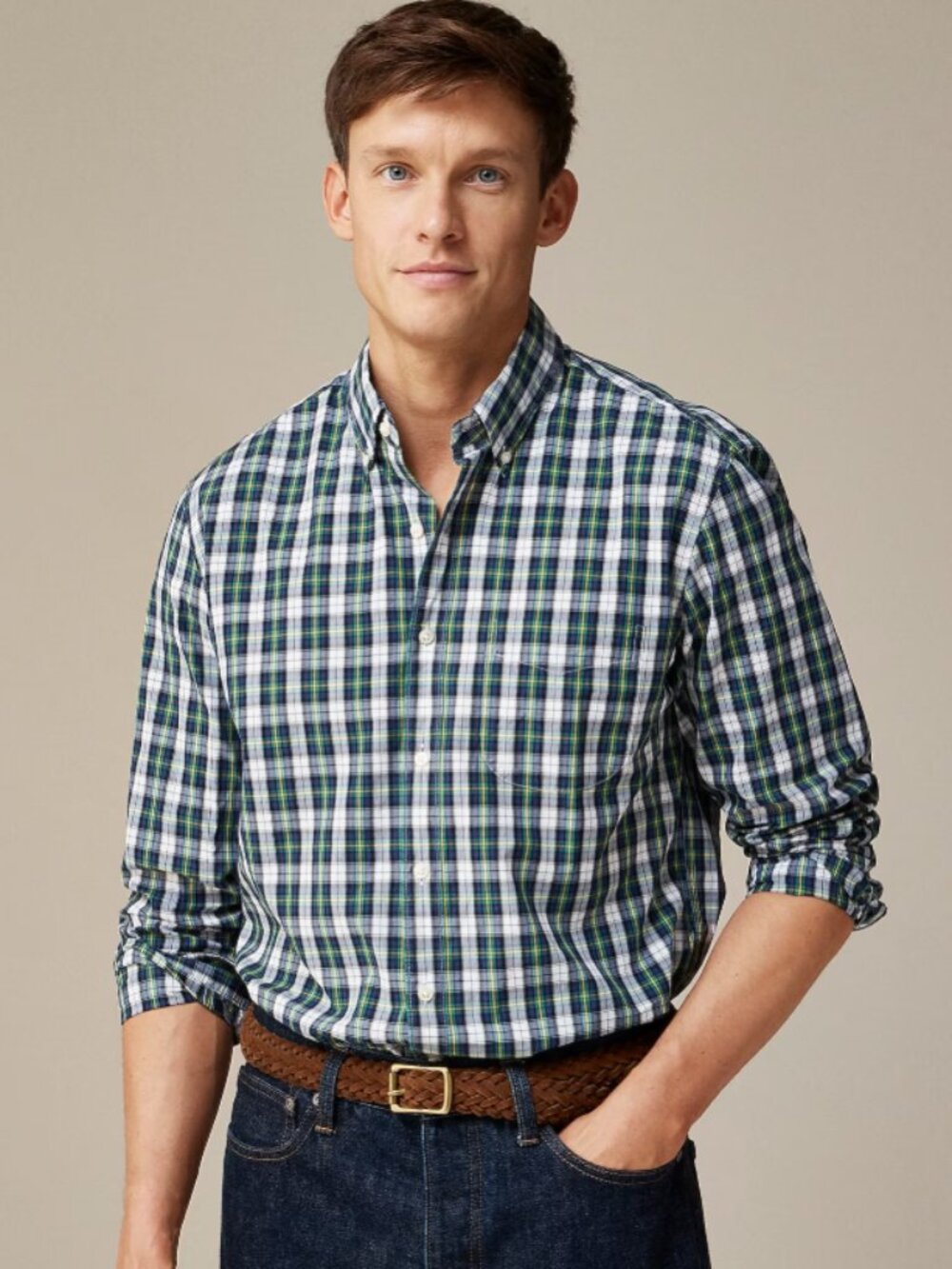 Men’s J.Crew Relaxed Secret Wash cotton poplin shirt (Medium, slim)